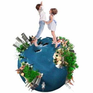 Children dancing on the top of the world.